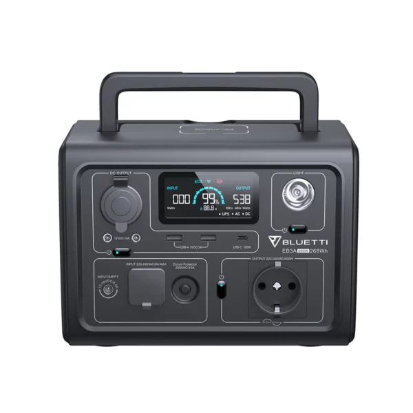 Centrale Portatile 268Wh, 600W (1200W Picco), Batteria LiFePO4, Ricarica 0-80% in 30 Min, Generatore Solare per Campeggio.
