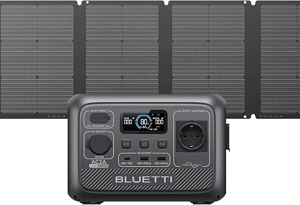 BLUETTI Generatore Solare AC2A 204Wh, 300W, con Pannello Solare 120W, Batteria LiFePO4 per Campeggio ed Emergenze.
