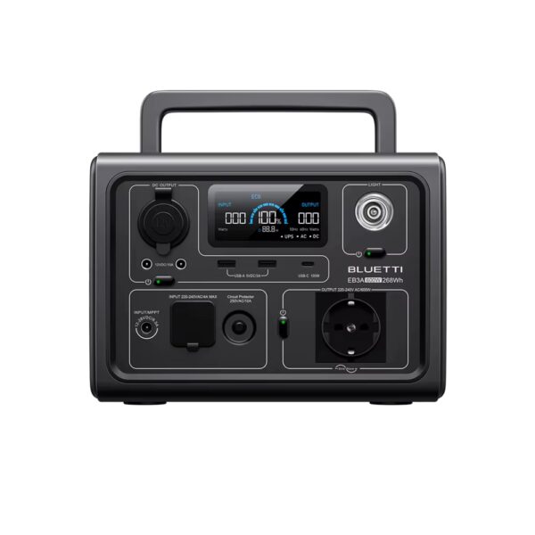 BLUETTI EB3A Centrale Portatile 268Wh, 600W, Batteria LiFePO4, Ricarica Rapida 0-80% in 30 Min, Ideale per Campeggio.
